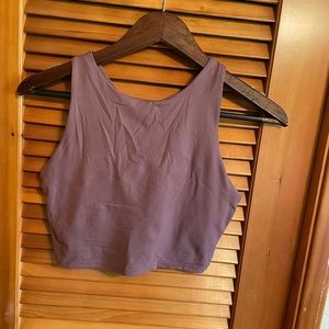 CRZ YOGA Women's High Neck Longline crop top with Built in Bra